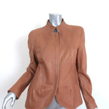 Elie Tahari Jacket Tan Embroidered & Pleated Leather Size Large - Celebrity Owned