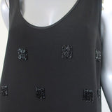 Elizabeth and James Mini Dress Greene Black Beaded Crepe Size 6 Sleeveless Shift - Celebrity Owned