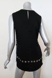 Elizabeth and James Top Khan Black Grommet-Trim Satin Crepe Size Extra Small - Celebrity Owned