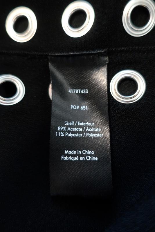 Elizabeth and James Top Khan Black Grommet-Trim Satin Crepe Size Extra Small - Celebrity Owned