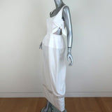 Ellery Voyage Peplum Dress White Cotton Size 2 Sleeveless Cutout-Side Maxi NEW - Celebrity Owned
