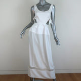 Ellery Voyage Peplum Dress White Cotton Size 2 Sleeveless Cutout-Side Maxi NEW - Celebrity Owned
