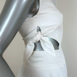 Ellery Voyage Peplum Dress White Cotton Size 2 Sleeveless Cutout-Side Maxi NEW - Celebrity Owned