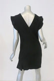 Emilio Pucci Dress Black Ruffled Stretch Wool Crepe Size US 12 Cap Sleeve Mini FR - FC13 - Celebrity Owned