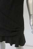 Emilio Pucci Dress Black Ruffled Stretch Wool Crepe Size US 12 Cap Sleeve Mini FR - FC13 - Celebrity Owned
