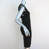 Emilio Pucci Dress Black Stretch Ponte Size US 6 Ruffle Sleeve Sheath - Celebrity Owned