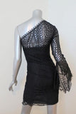 Emilio Pucci One Shoulder Lace Dress Black Size 40 US 6 Side-Zip Mini - Celebrity Owned