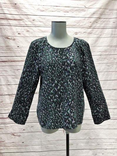 Equipment Blouse Abeline Leopard Print Silk Size Extra Small Bell Sleeve Top - Celebrity Owned