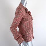 Equipment Blouse Beige/Red Printed Stretch Silk Size Small Tie Neck Shirt - Celebrity Owned