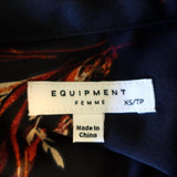 Equipment Blouse Danton Black Floral Print Size Extra Small Long Sleeve Shirt - Celebrity Owned