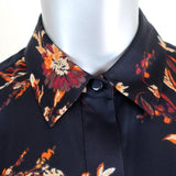 Equipment Blouse Danton Black Floral Print Size Extra Small Long Sleeve Shirt - Celebrity Owned