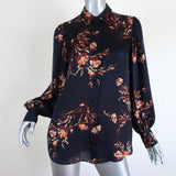 Equipment Blouse Danton Black Floral Print Size Extra Small Long Sleeve Shirt - Celebrity Owned
