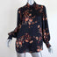 Equipment Blouse Danton Black Floral Print Size Extra Small Long Sleeve Shirt