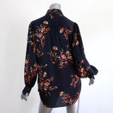 Equipment Blouse Danton Black Floral Print Size Extra Small Long Sleeve Shirt - Celebrity Owned