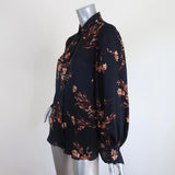 Equipment Blouse Danton Black Floral Print Size Extra Small Long Sleeve Shirt - Celebrity Owned