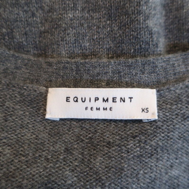 Equipment Cashmere Cardigan Ella Gray Size Extra Small V-Neck Sweater - Celebrity Owned