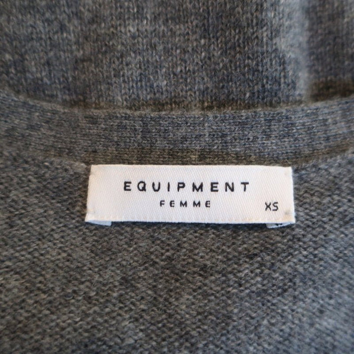 Equipment Cashmere Cardigan Ella Gray Size Extra Small V-Neck Sweater - Celebrity Owned