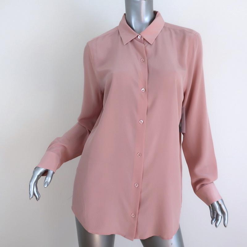 Equipment Essential Top Misty Rose Silk Size Large Long Sleeve Shirt NEW - Celebrity Owned