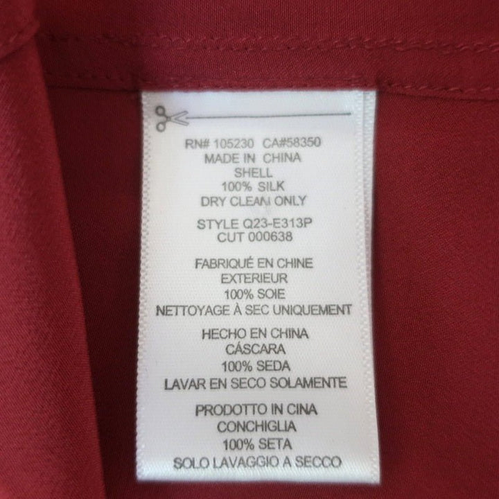 Equipment Shirt Keira Pinot Noir Piped Silk Size Medium Long Sleeve Blouse - Celebrity Owned
