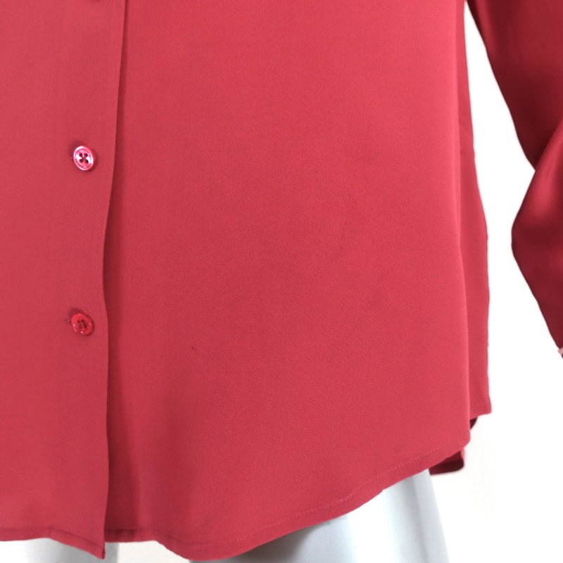 Equipment Shirt Keira Pinot Noir Piped Silk Size Medium Long Sleeve Blouse - Celebrity Owned