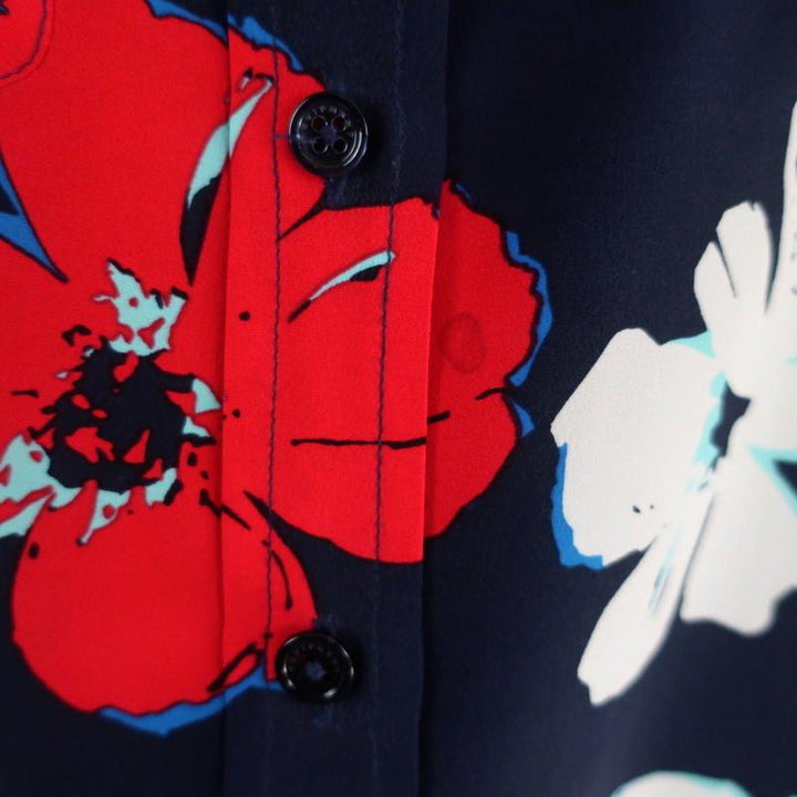 Equipment Slim Signature Sleeveless Top Navy Floral Print Silk Size Extra Small - Celebrity Owned