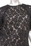 Erdem Dress Aliya Black Floral Lace Size US 4 Short Sleeve Mini Shift - Celebrity Owned