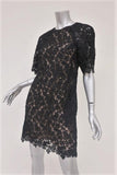Erdem Dress Aliya Black Floral Lace Size US 4 Short Sleeve Mini Shift - Celebrity Owned