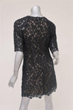 Erdem Dress Aliya Black Floral Lace Size US 4 Short Sleeve Mini Shift - Celebrity Owned