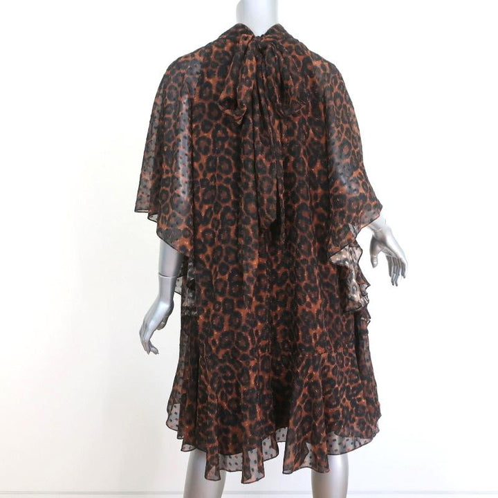 Erdem Dress Elviretta Leopard Print Fil Coupe Chiffon Size US 2 - Celebrity Owned
