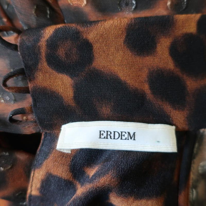 Erdem Dress Elviretta Leopard Print Fil Coupe Chiffon Size US 2 - Celebrity Owned