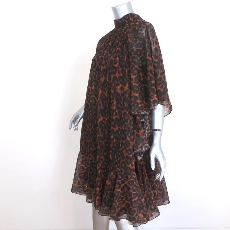 Erdem Dress Elviretta Leopard Print Fil Coupe Chiffon Size US 2 - Celebrity Owned