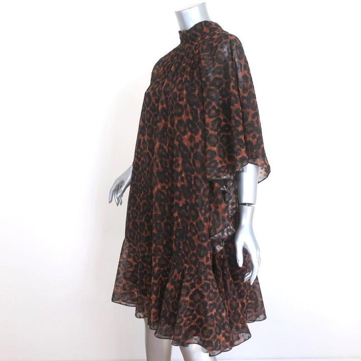 Erdem Dress Elviretta Leopard Print Fil Coupe Chiffon Size US 2 - Celebrity Owned