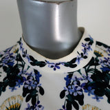Erdem Dress Nena White Floral Print Cotton-Blend Size 8 Sleeveless Flounce Hem - Celebrity Owned