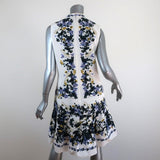 Erdem Dress Nena White Floral Print Cotton-Blend Size 8 Sleeveless Flounce Hem - Celebrity Owned