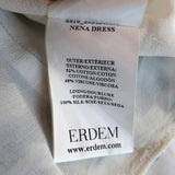 Erdem Dress Nena White Floral Print Cotton-Blend Size 8 Sleeveless Flounce Hem - Celebrity Owned