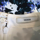 Erdem Dress Nena White Floral Print Cotton-Blend Size 8 Sleeveless Flounce Hem - Celebrity Owned