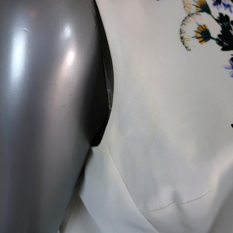 Erdem Dress Nena White Floral Print Cotton-Blend Size 8 Sleeveless Flounce Hem - Celebrity Owned