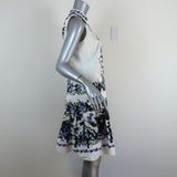 Erdem Dress Nena White Floral Print Cotton-Blend Size 8 Sleeveless Flounce Hem - Celebrity Owned