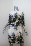 Erdem Emma Mini Shift Dress White/Multi Floral Print Silk Size 8 US 4 - Celebrity Owned