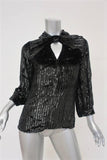 Erdem Top Zadie Black Striped Velvet Size US 4 Cutout Neck Blouse NEW - Celebrity Owned