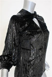 Erdem Top Zadie Black Striped Velvet Size US 4 Cutout Neck Blouse NEW - Celebrity Owned