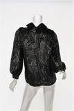 Erdem Top Zadie Black Striped Velvet Size US 4 Cutout Neck Blouse NEW - Celebrity Owned