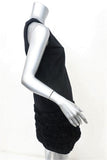 Ermanno Scervino Dress Black Angora Size 38 Sleeveless Ruffle-Trim Shift - Celebrity Owned