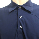 Ermenegildo Zegna Polo Shirt Navy Cotton Size Large Short Sleeve - Celebrity Owned