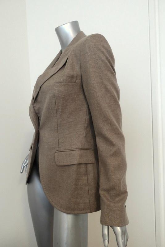 Escada Blazer Savannah Taupe Cashmere-Silk Size 36 One-Button Jacket - Celebrity Owned