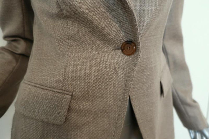 Escada Blazer Savannah Taupe Cashmere-Silk Size 36 One-Button Jacket - Celebrity Owned