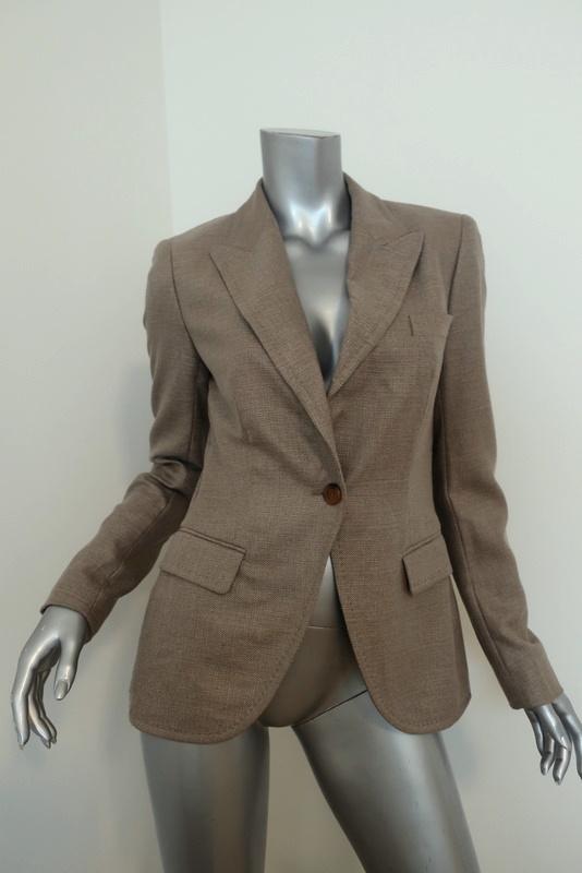 Escada Blazer Savannah Taupe Cashmere-Silk Size 36 One-Button Jacket - Celebrity Owned