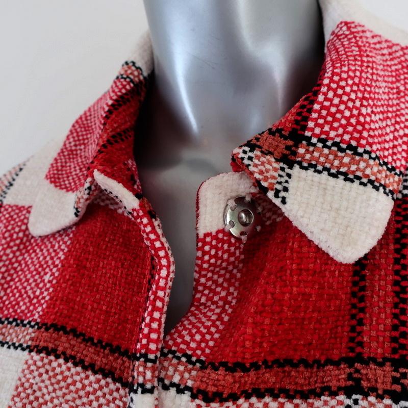 Essentiel Antwerp Jacket Red &amp; White Checked Chenille Size 34 - Celebrity Owned