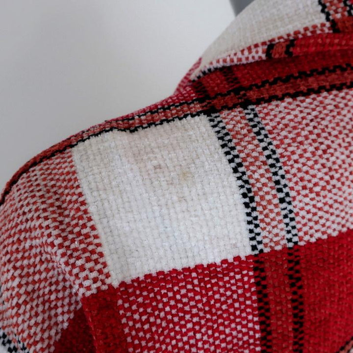 Essentiel Antwerp Jacket Red &amp; White Checked Chenille Size 34 - Celebrity Owned
