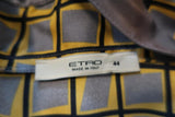 Etro Beaded Tank Yellow/Gray Printed Silk Twill Size 44 Crisscross-Strap Top - Celebrity Owned